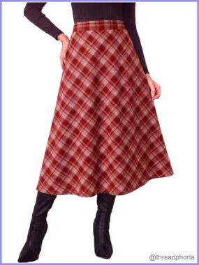 Womens Plaid Maxi Skirt High Waist A-Line Long Corduroy Skirt